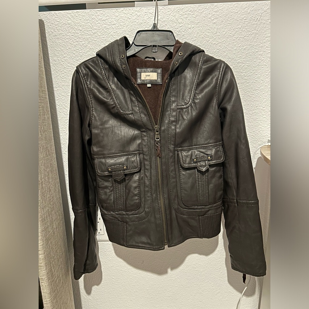 Brown leather jacket
